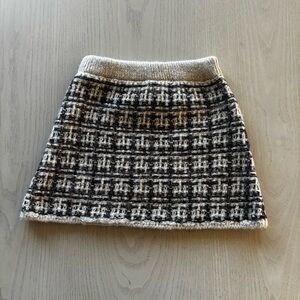 Zara Kids Black and Cream Plaid Mini Skirt NWOT